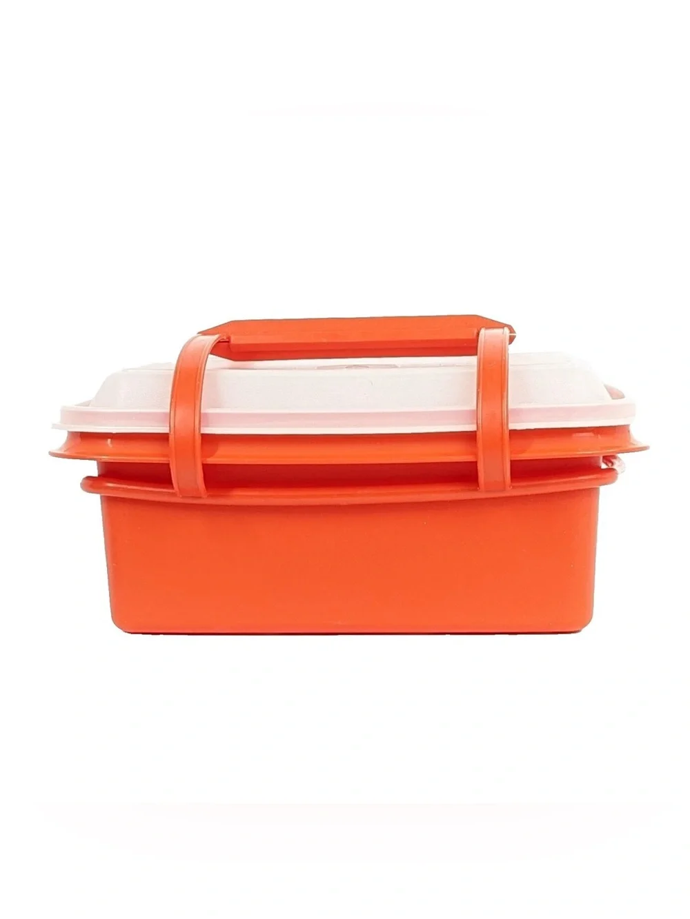 VTG, TUPPERWARE Made In USA Red Plastic Food Storage Container with Snap Handlet